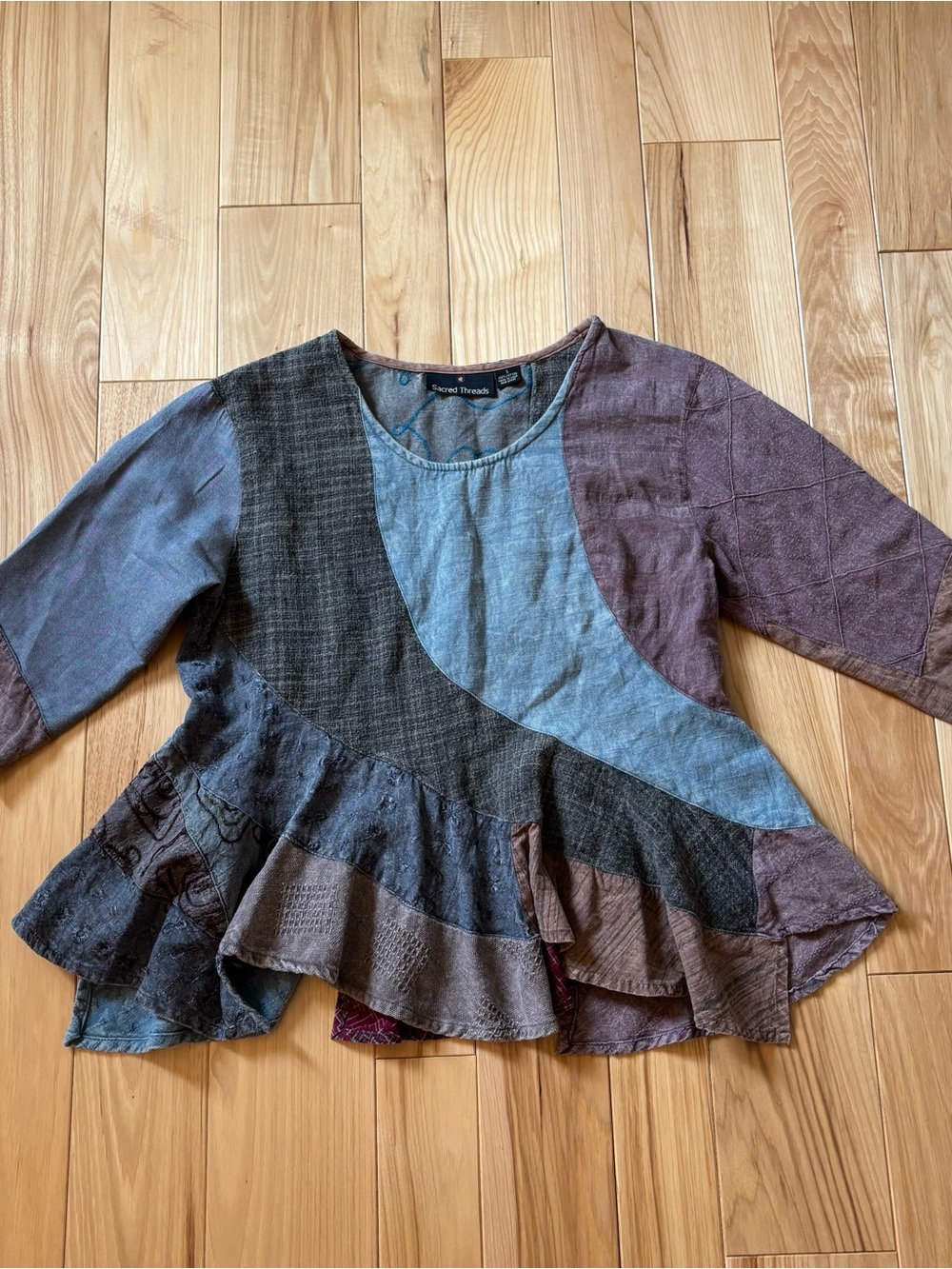 Boho Sacred Threads Cotton Patchwork Mixed Patterns Top FLAW